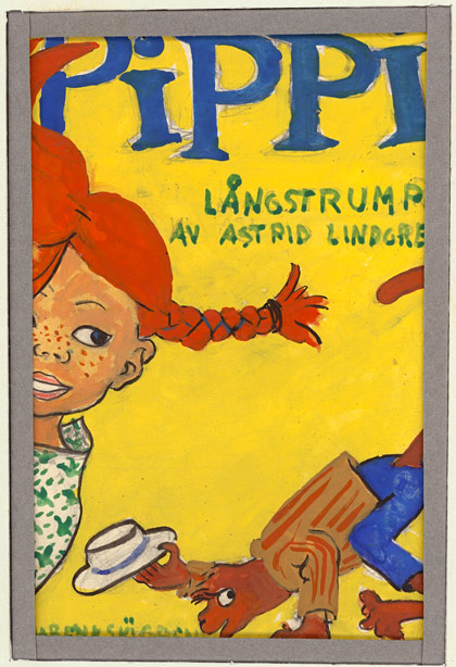 Ingrid Vang Nymans färgskiss till den första boken om Pippi Långstrump